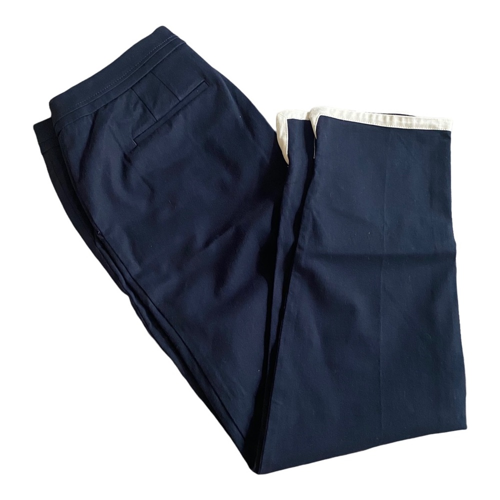 NWT Women’s Talbots Navy Blue White Trim Ankle Pants Size 8 Stretch